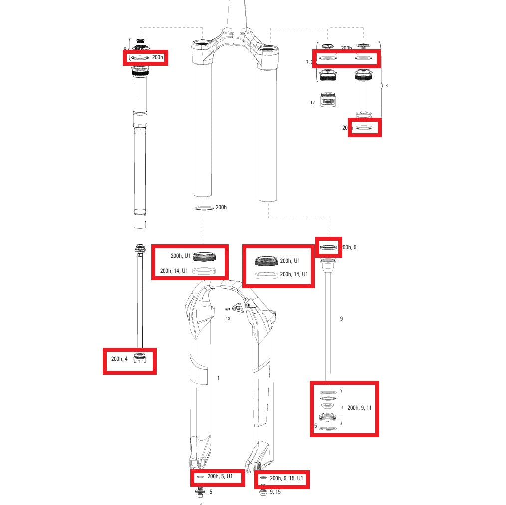 Kit Manutenzione 200 h/anno ROCKSHOX PIKE/PIKE DJ SOLO AIR #00.4315.032.619