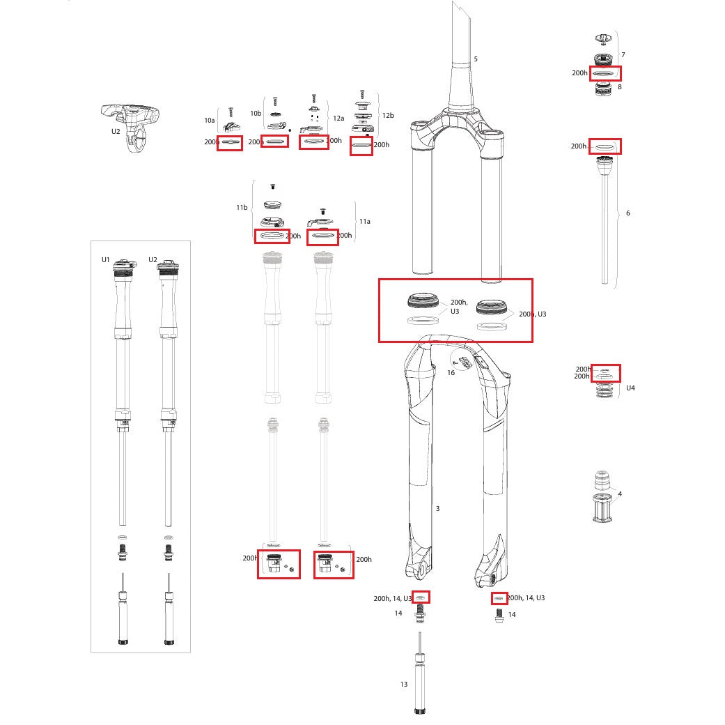 Kit di assistenza 200 ore / 1 anno ROCKSHOX SID SL (32MM) RL/RLC/XX/SELECT/SELECT+/ULT (2017-2020) GEN-B