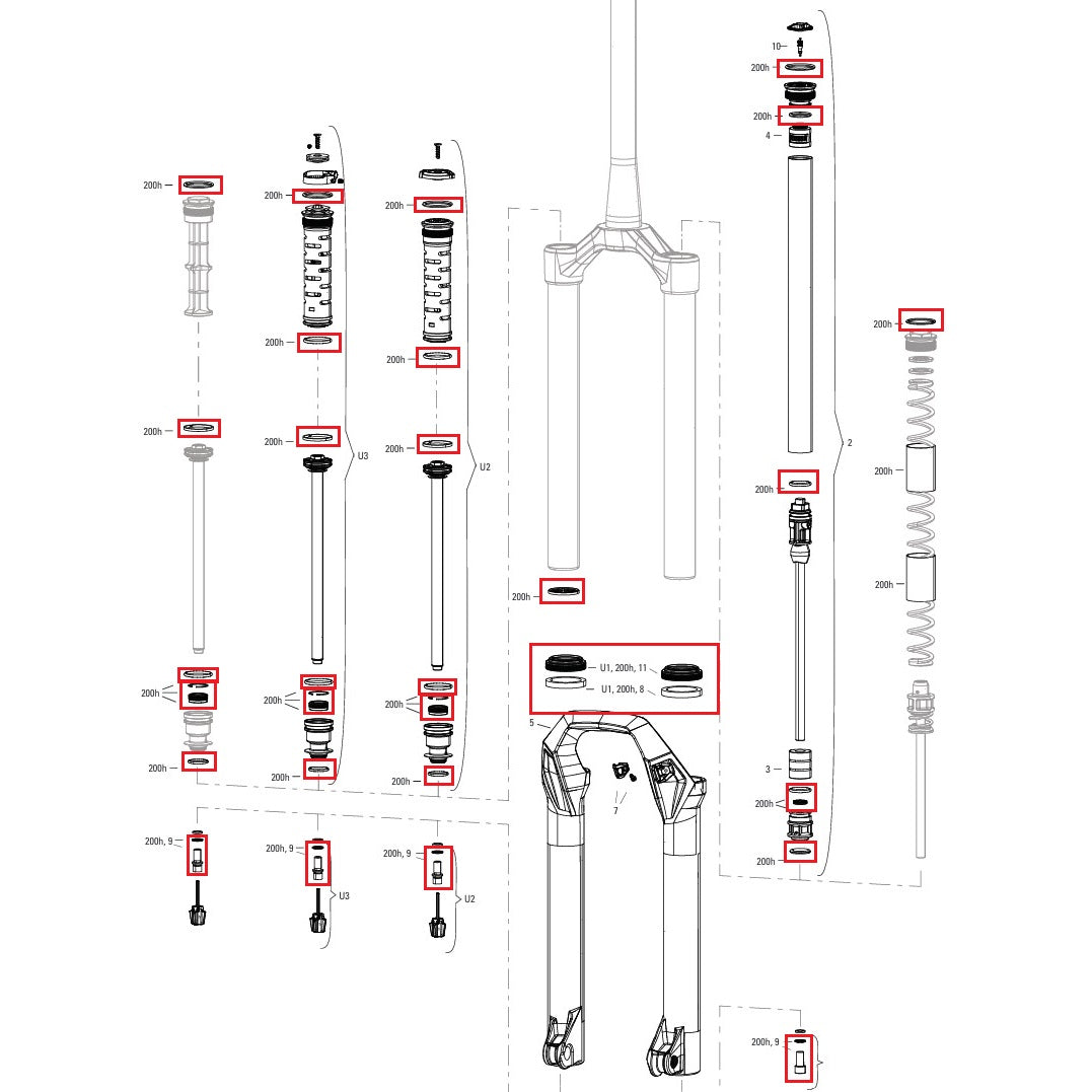 Kit di assistenza 200 ore / 1 anno ROCKSHOX PSYLO Silver (2025+) Generazioni A
