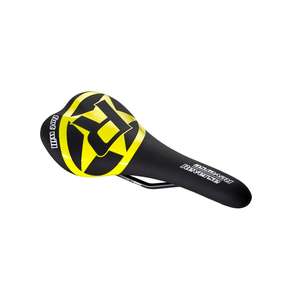 Sella REVERSE COMPONENTS FORT WILL STYLE con binari in CrMo nero/giallo