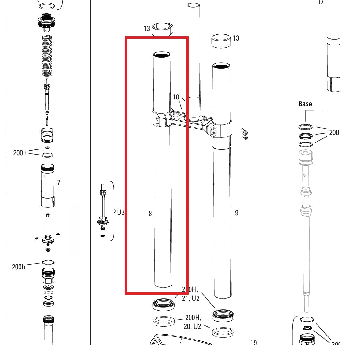 Piombino diritto ROCKSHOX 38MM BOXXER D1+(2024+) Nero