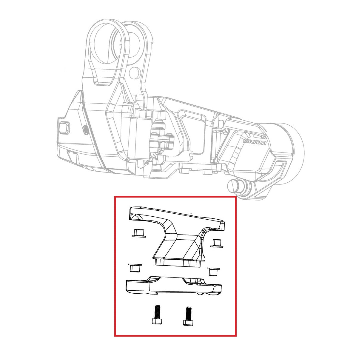SRAM RED XPLR AXS E1 Kit di leveraggi del corpo del deragliatore