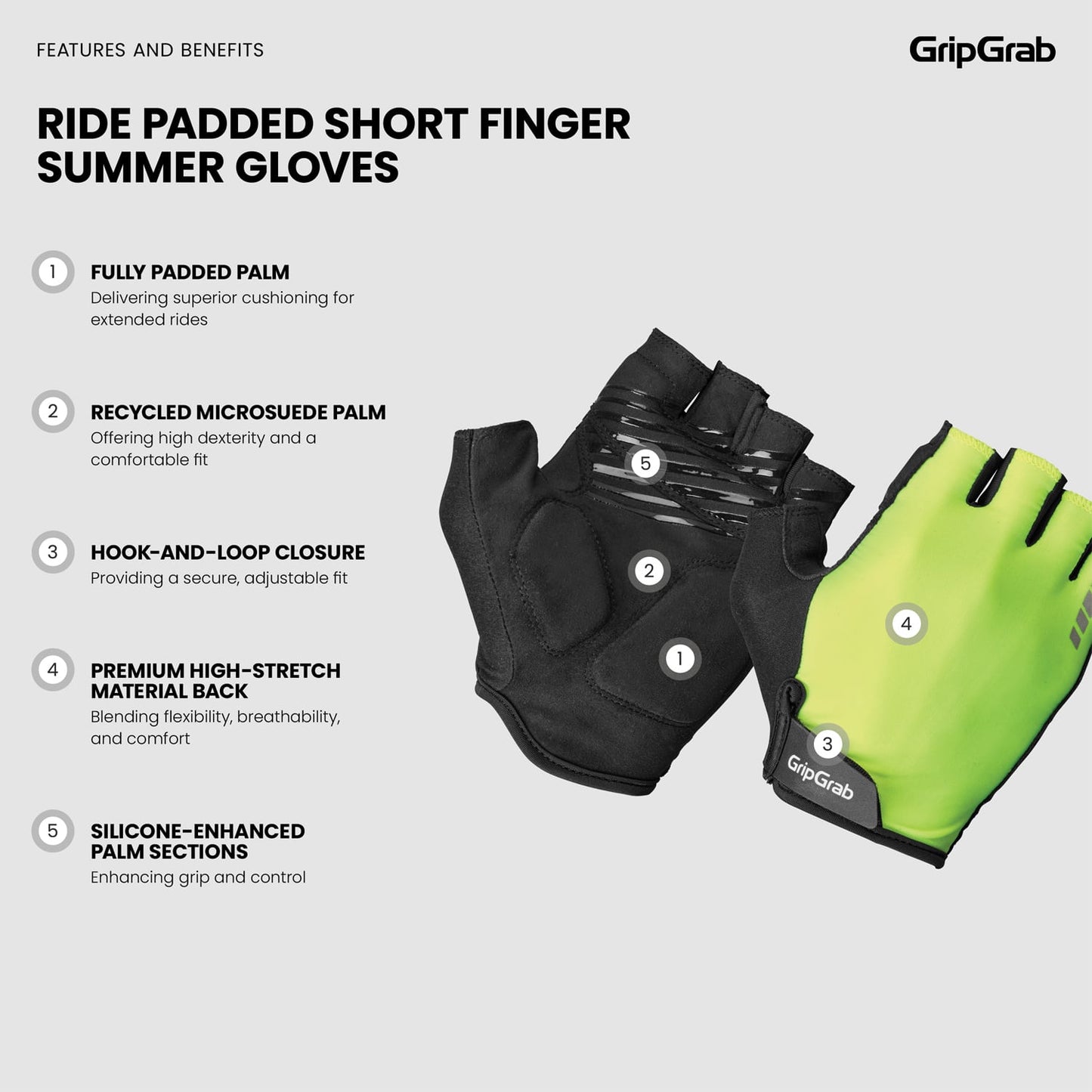Guanti corti GRIPGRAB RIDE RC MAX Giallo