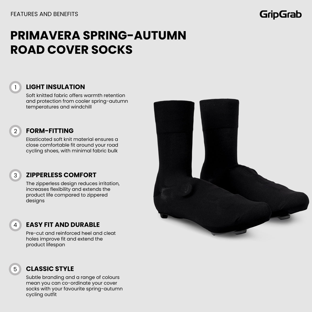 Copriscarpe GRIPGRAB PRIMAVERA SPRING AUTUMN ROAD nero