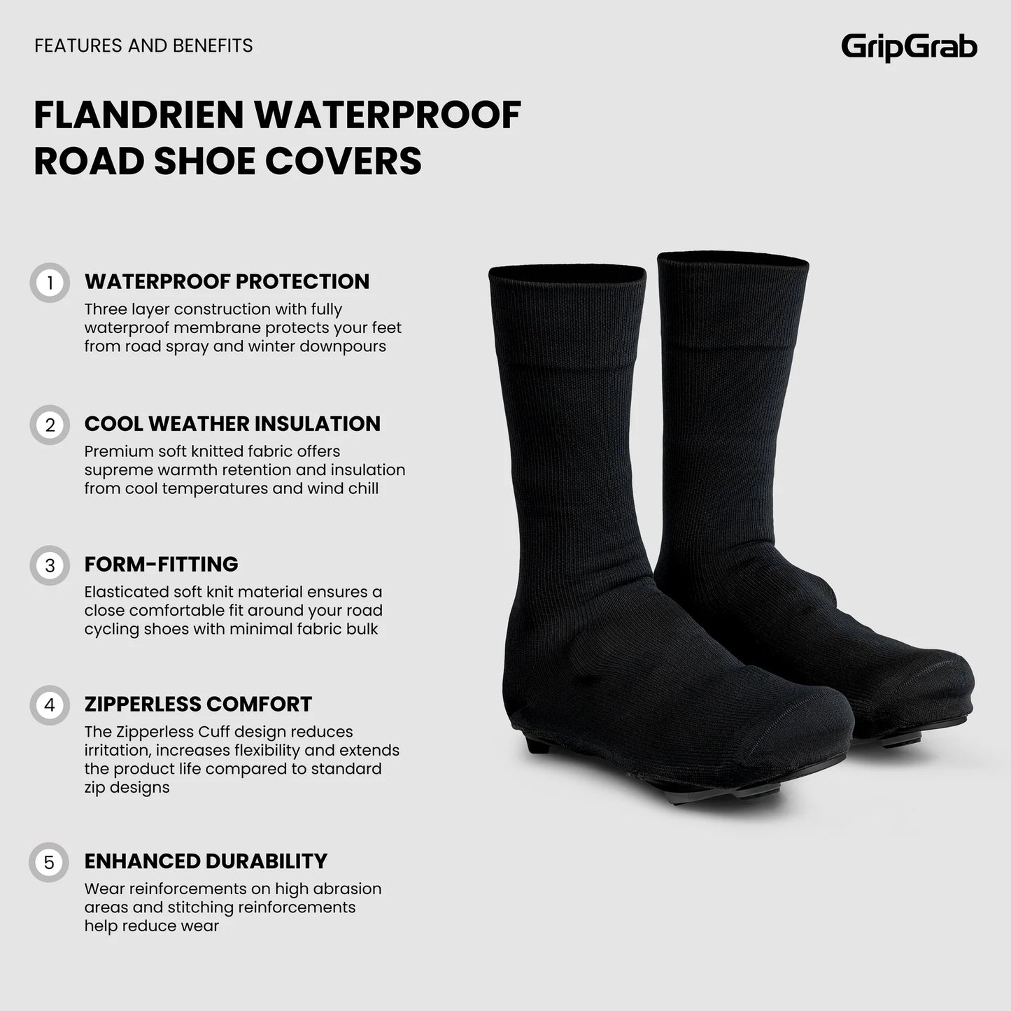 Copristivali GRIPGRAB FLANDRIEN WATERPROOF Nero