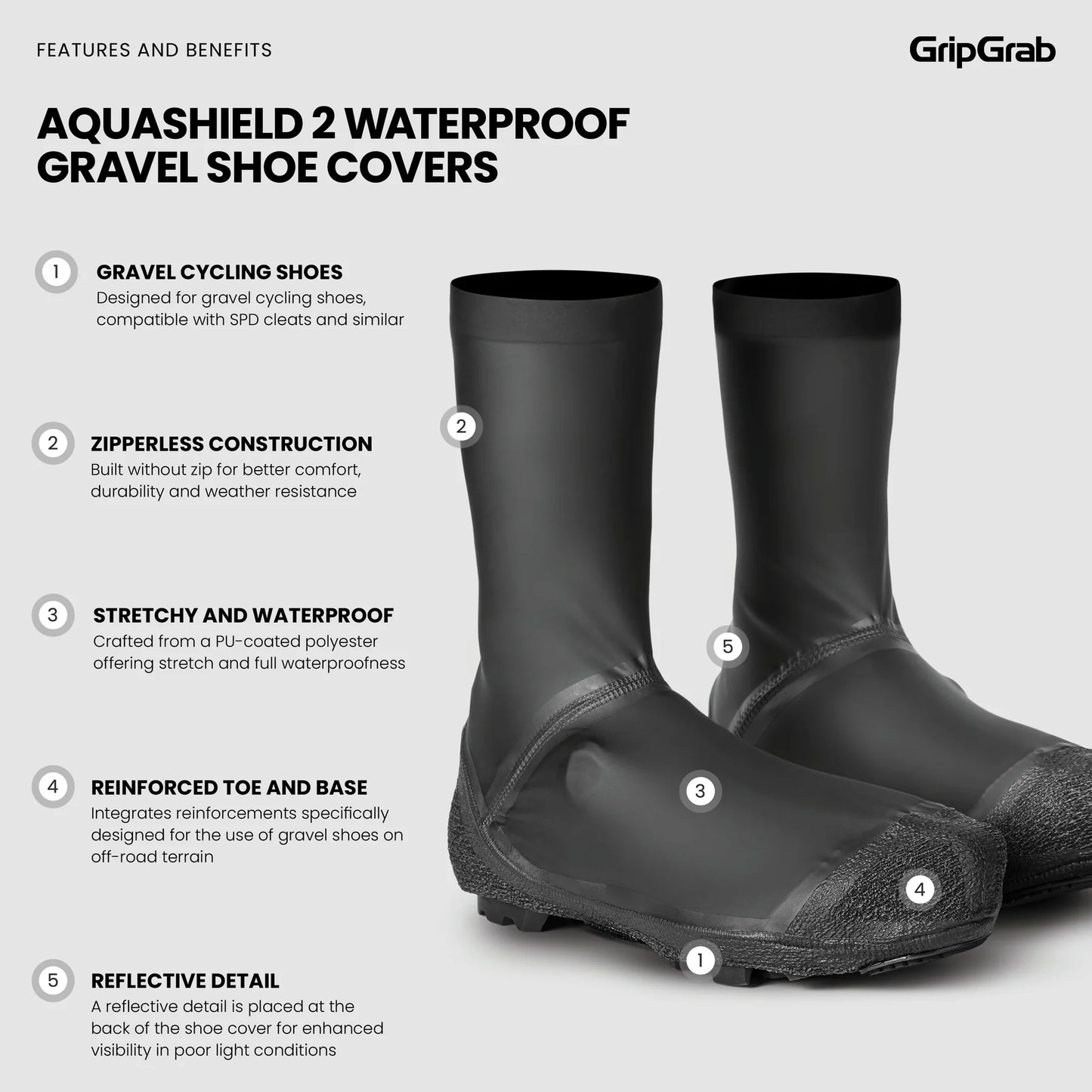 Copristivali GRIPGRAB AQUASHIELD 2 WATERPROOF GRAVEL Nero
