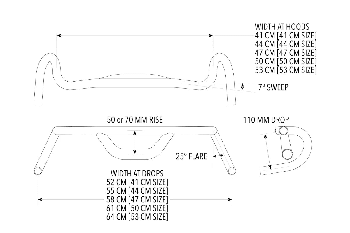 Manubrio Gravel REDSHIFT Top Shelf con inclinazione di 25° e rialzo di 70 mm