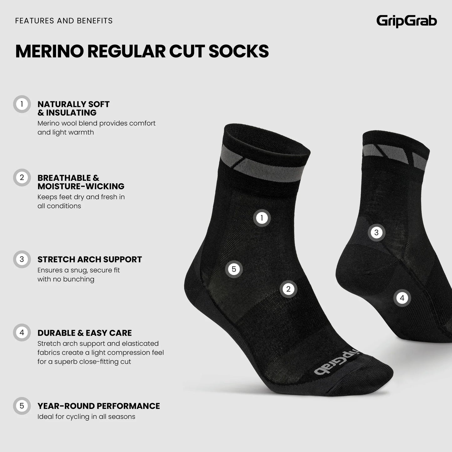Calze GRIPGRAB MERINO REGALAR Nero (x3)
