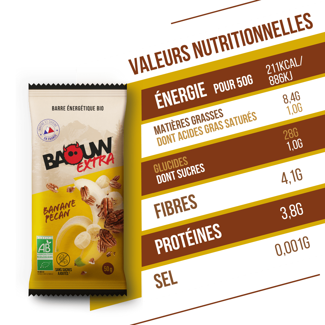 BAOUW ORGANIC EXTRA Barretta energetica banana-pecan (50g)
