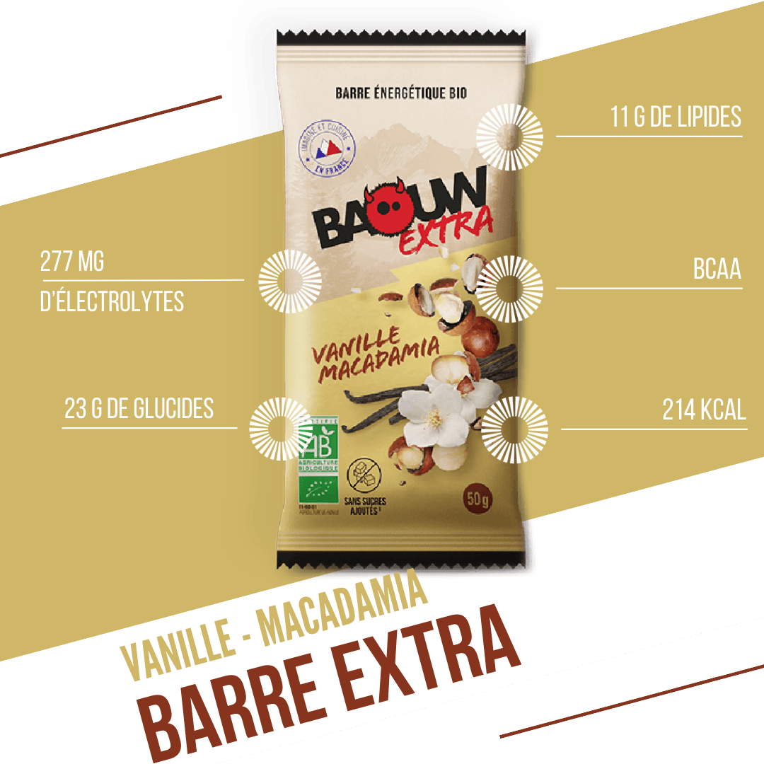 BAOUW ORGANIC EXTRA Vaniglia-Macadamia Barretta energetica (50g)