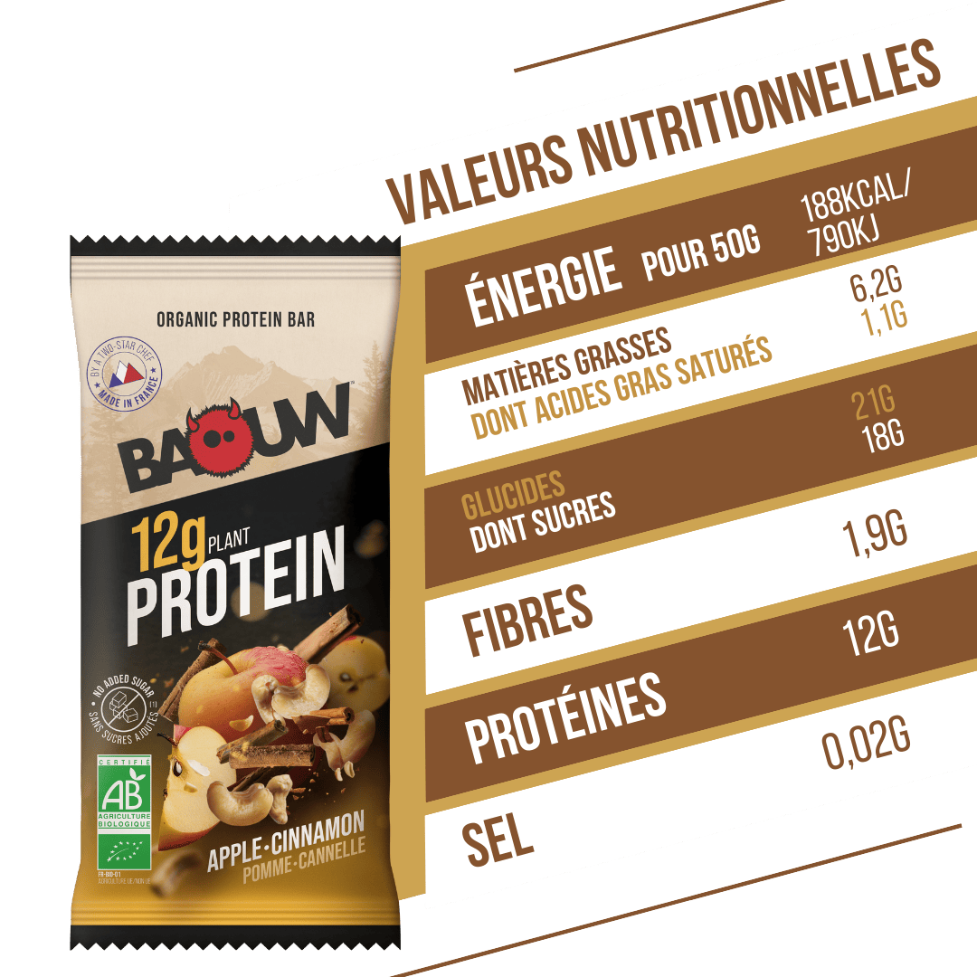 BAOUW ORGANIC EXTRA Barretta proteica alla mela/cannella (50g)