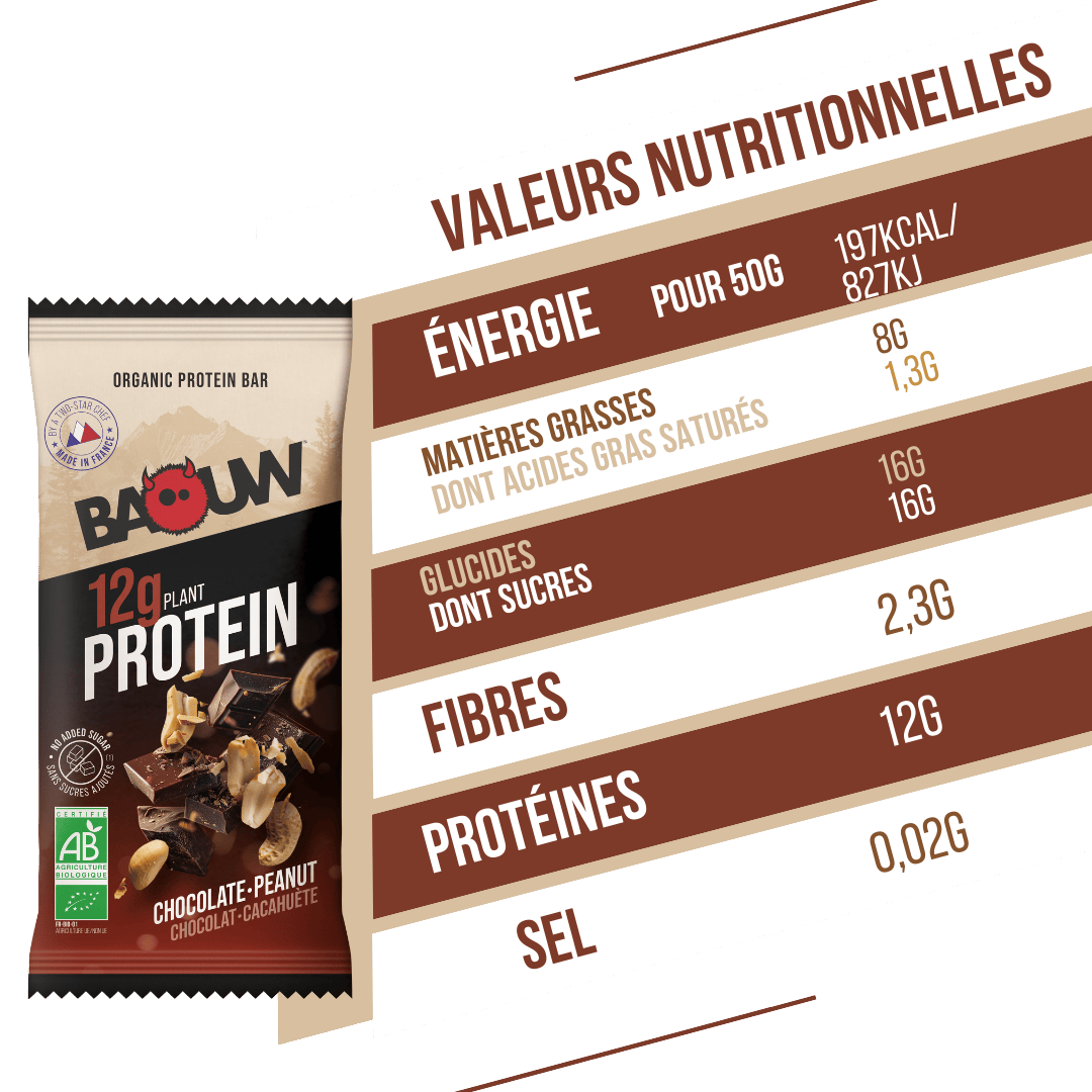 BAOUW ORGANIC EXTRA Cioccolato/Marshmallow Barretta proteica (50g)