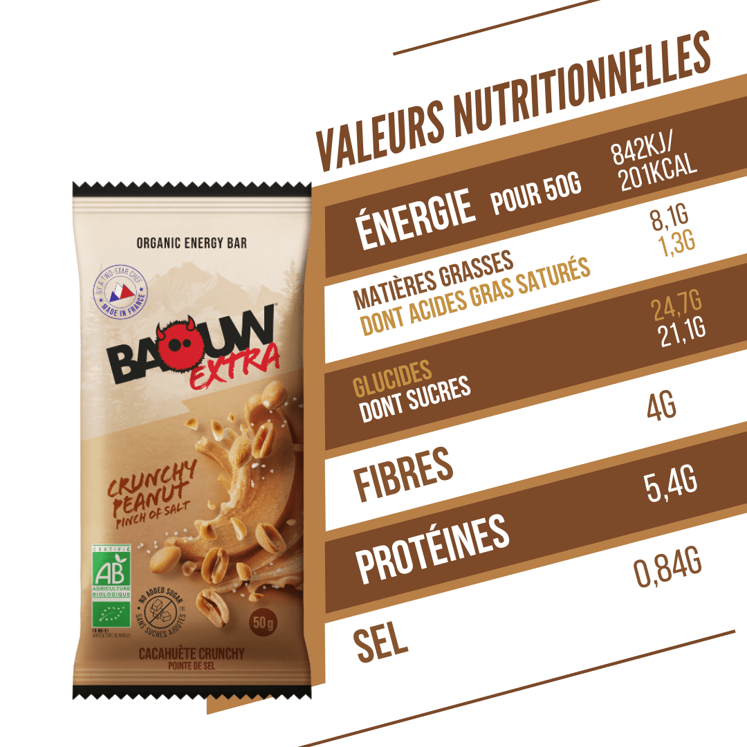 BAOUW ORGANIC EXTRA Barretta energetica croccante alle arachidi (50g)