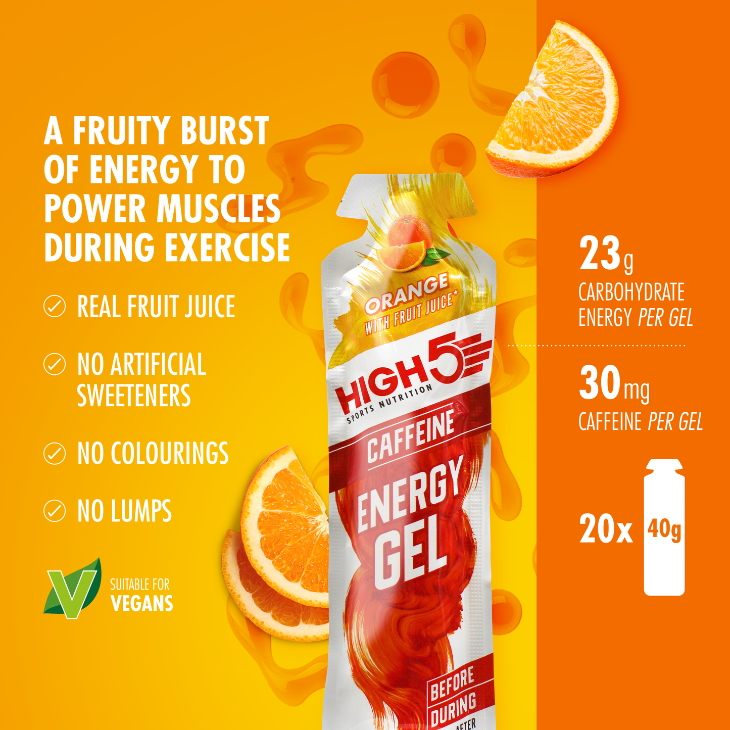 Gel energetico HIGH5 ENERGY GEL Caffeinen (40g) Arancione