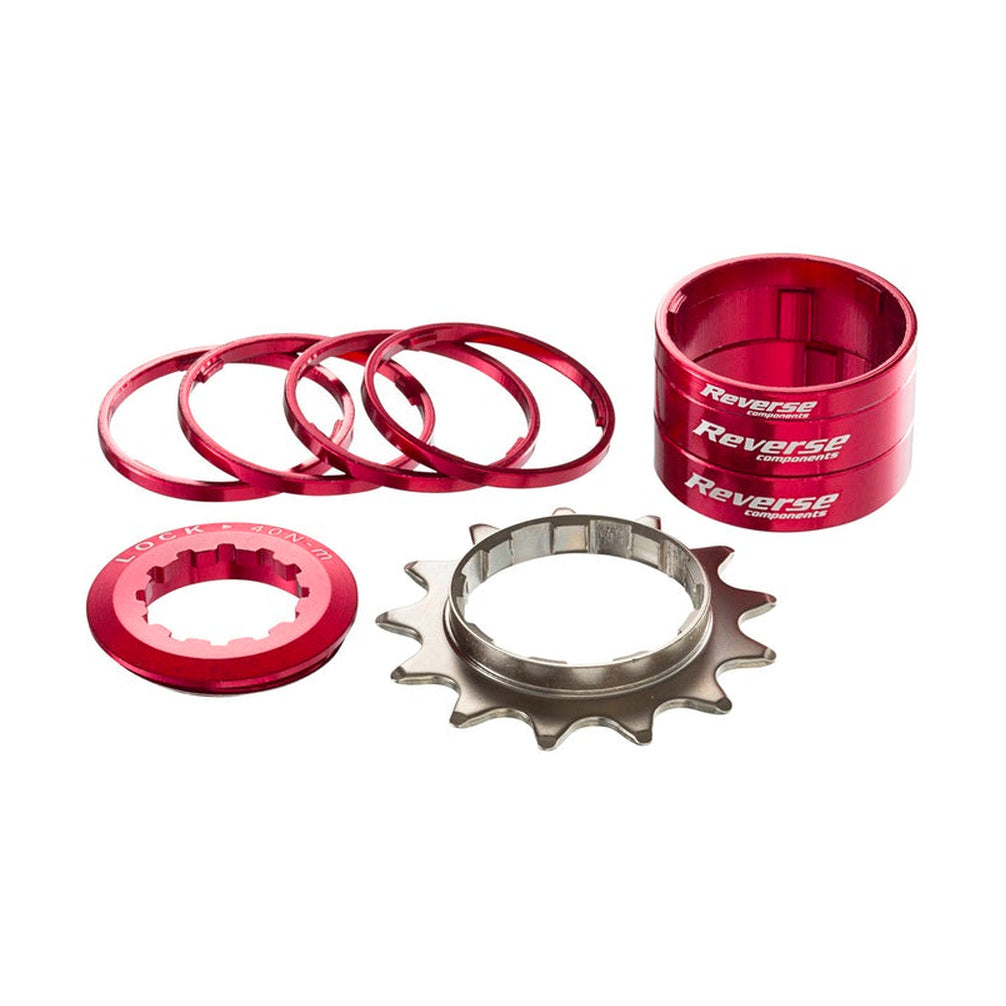 Kit Single Speed con Pignone 13 Denti REVERSE COMPONENTS Rosso