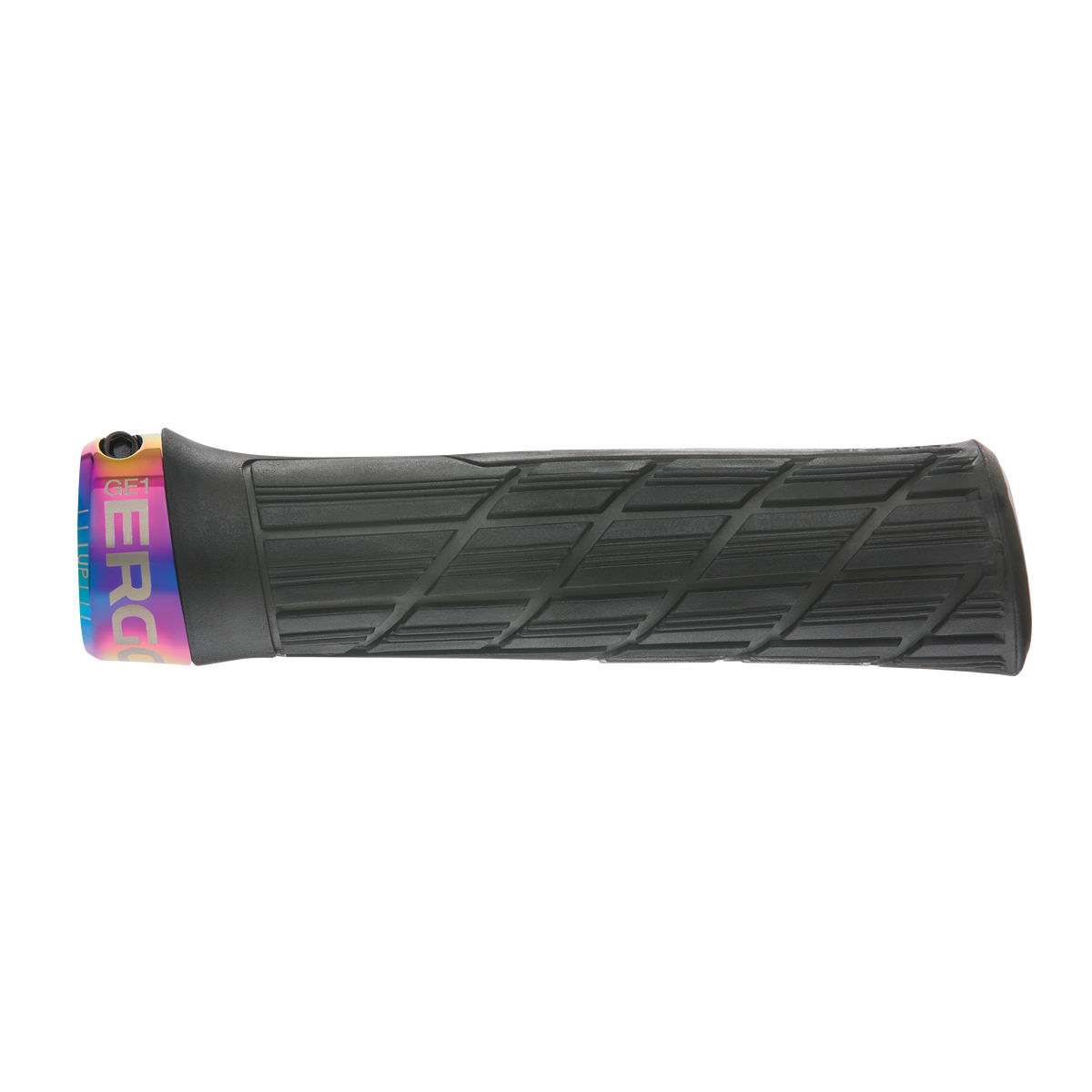 Manopole ERGON GE1 EVO Factory nero stealth ghiacciato con collarini effetto iridescente - dettaglio