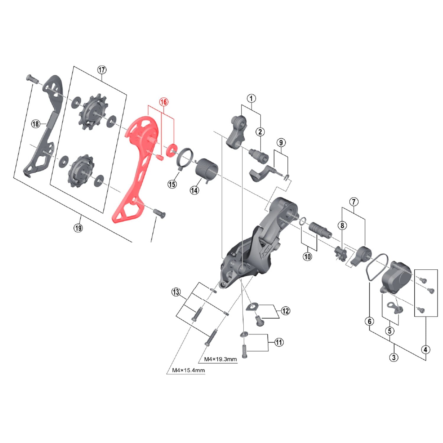 Chape Externe Courte pour Dérailleur Arrière SHIMANO XT M8000 GS #Y5RT98080