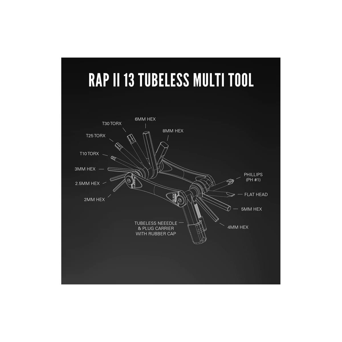 Multitool LEZYNE RAP II - Tubeless (13 strumenti)