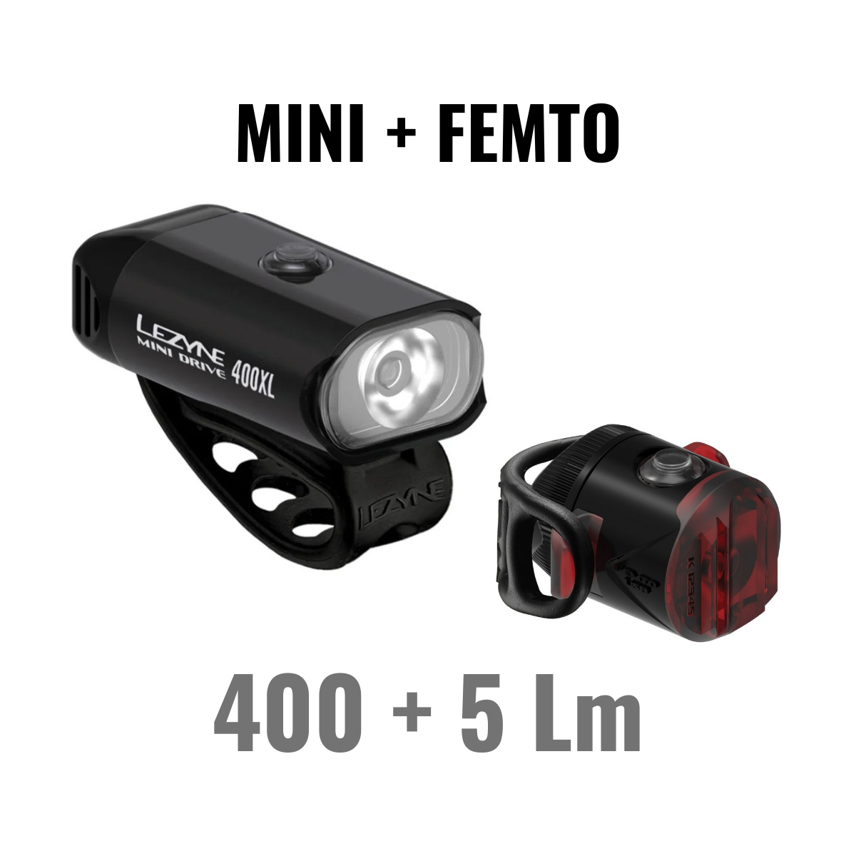 Illuminazione anteriore e posteriore LEZYNE MINI DRIVE 400XL / FEMTO USB