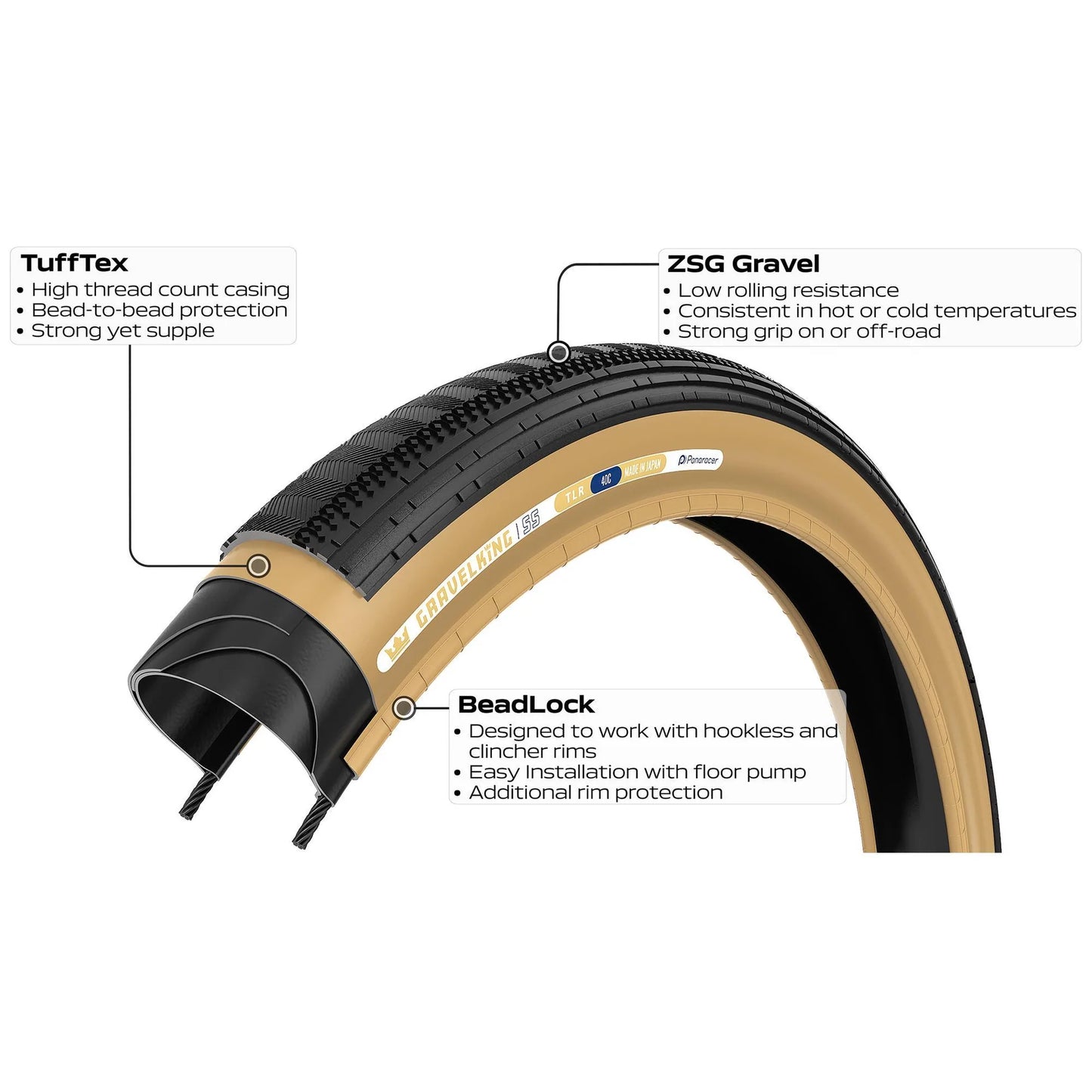 Copertone PANARACER GRAVELKING SEMISLICK TLR 700x40c Tubeless Ready Beige