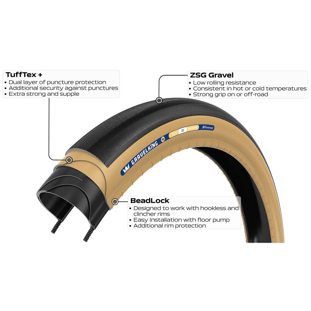 Copertone PANARACER GRAVELKING SLICK+ TLR 700x30c Tubeless Ready Beige