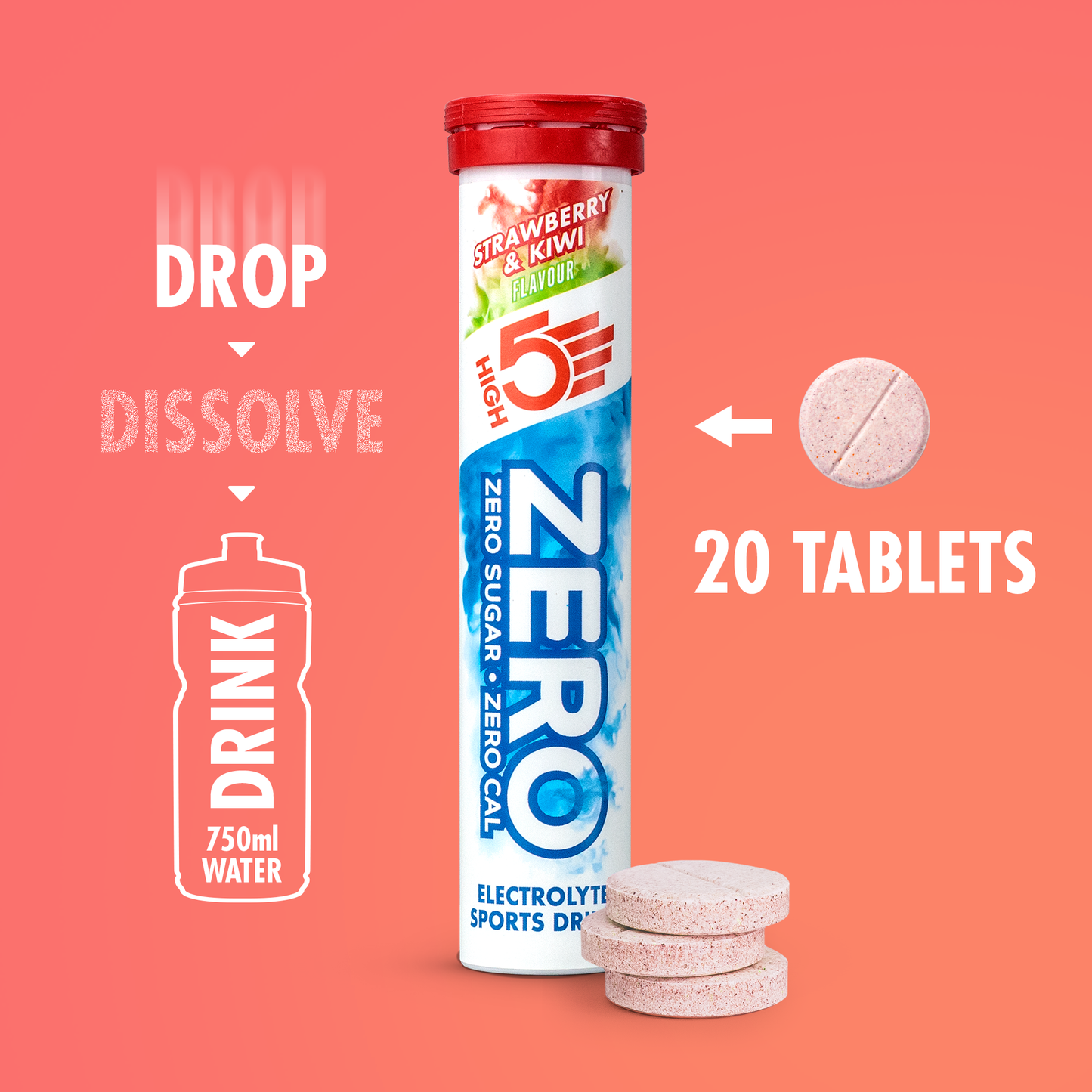 High5 ZERO Idratazione elettrolitica (20 compresse) Fragola Kiwi