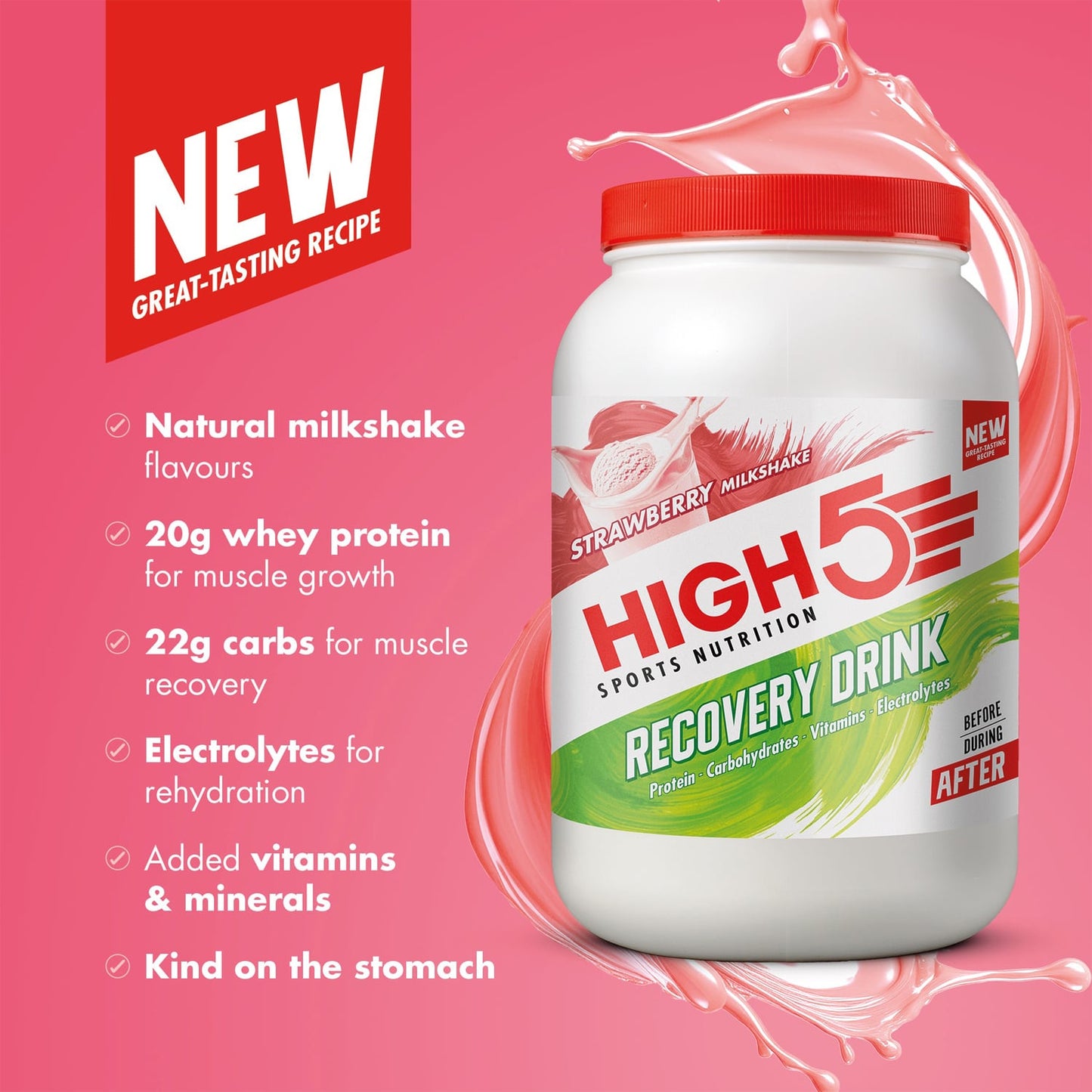 Bevanda di recupero High5 RECOVERY DRINK (1,6 kg) Frullato al lampone