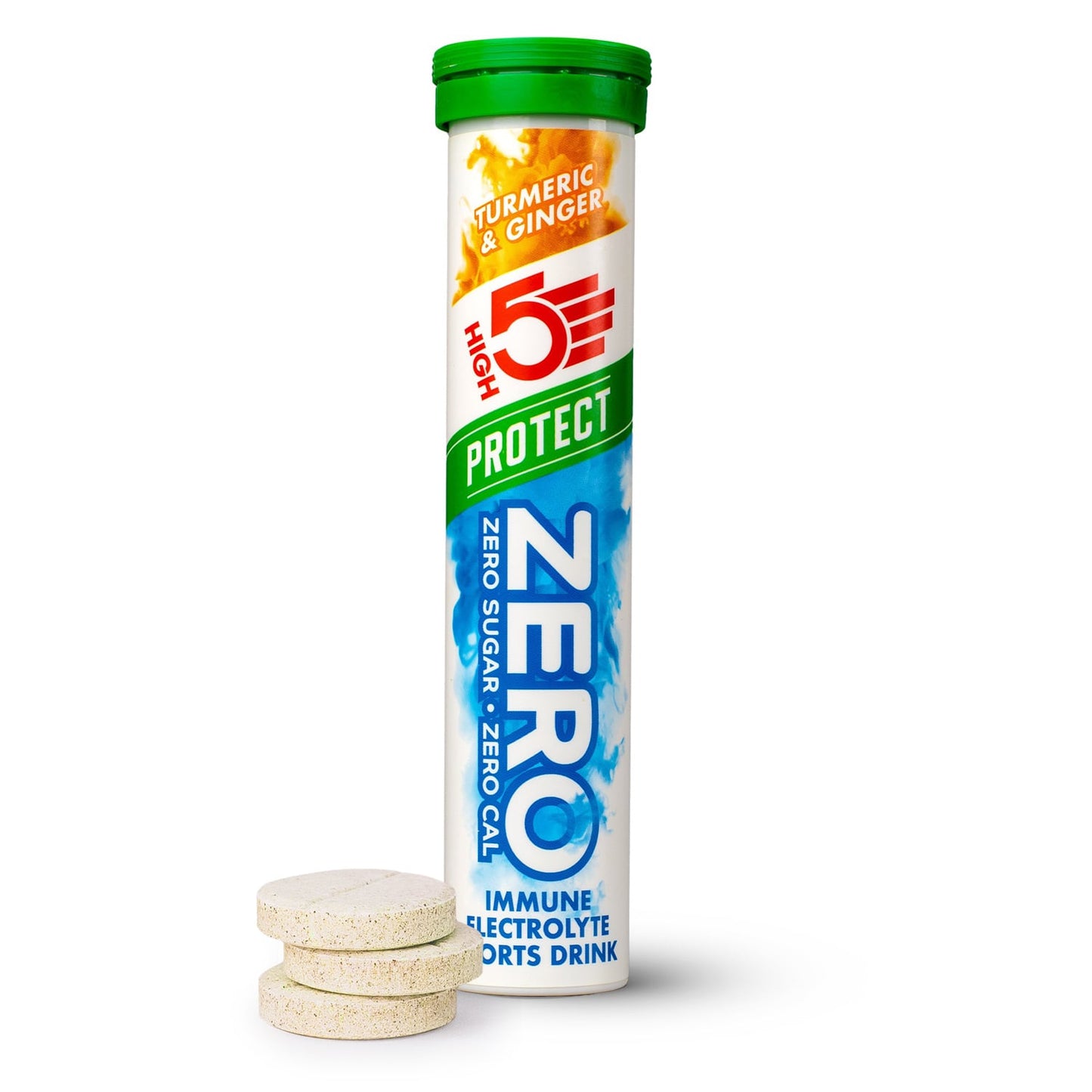 Boisson Anticrampe High5 ZERO PROTECT Tubo da 20 Pastiglie Curcuma Zenzero
