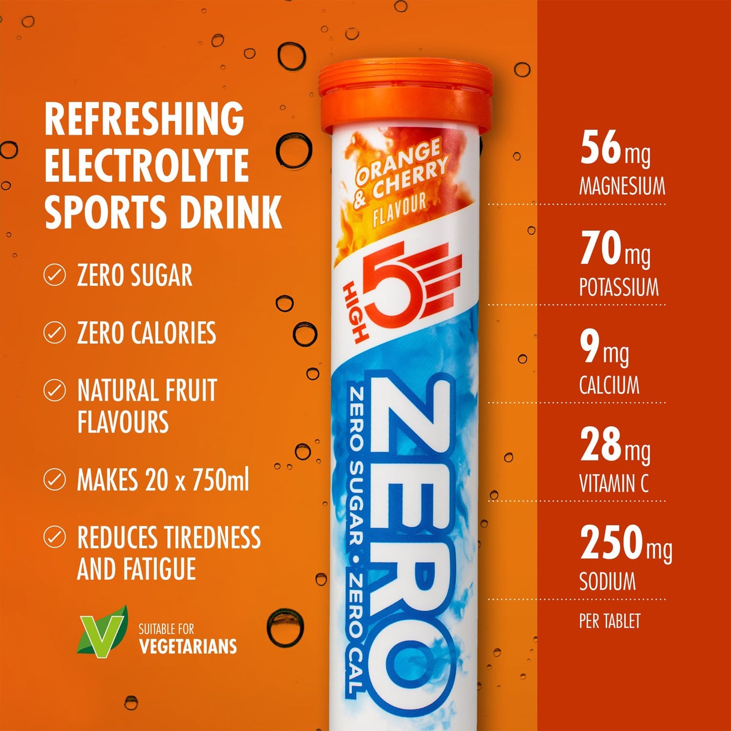 High5 ZERO Compresse elettrolitiche per l'idratazione (x20) Arancione e Ciliegia
