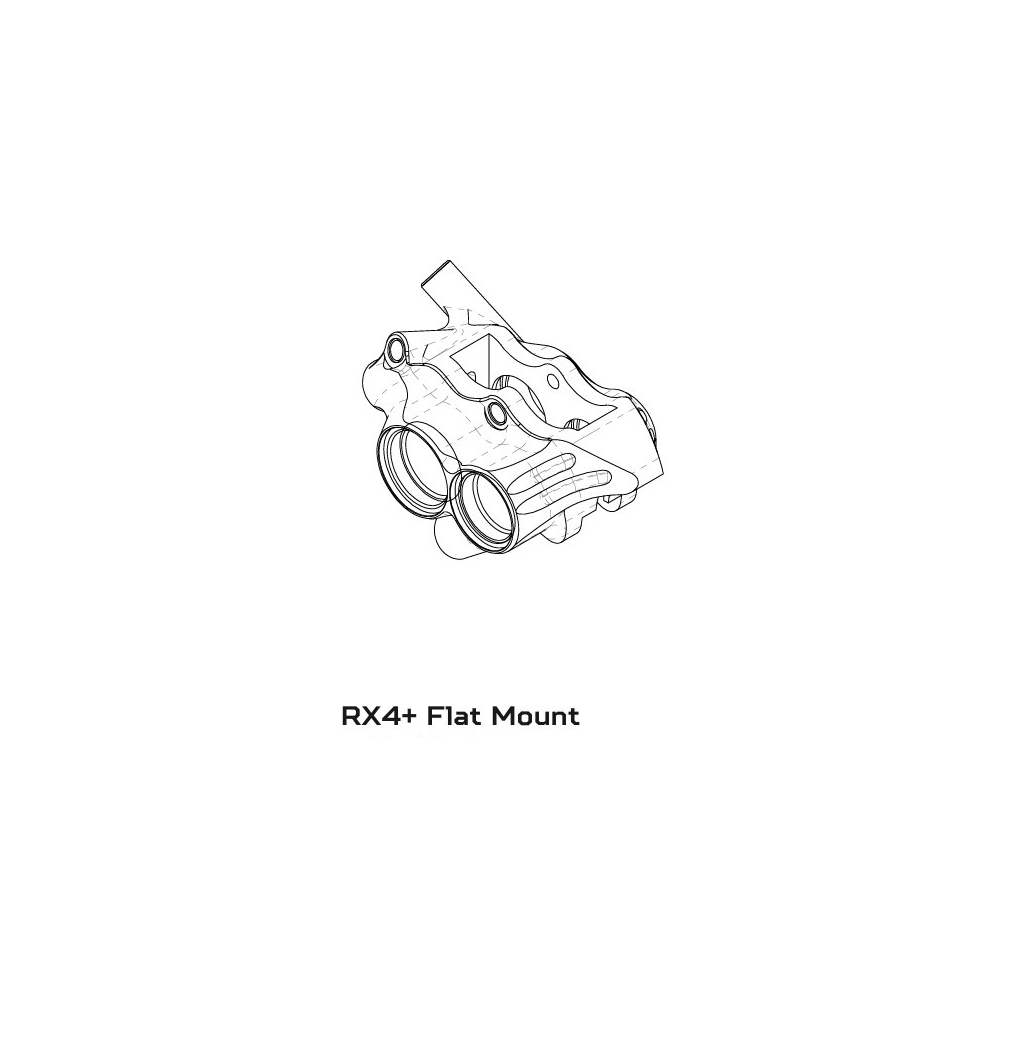 Pinza freno idraulica HOPE RX4+ FM da 34 mm a 4 pistoncini in nero minerale