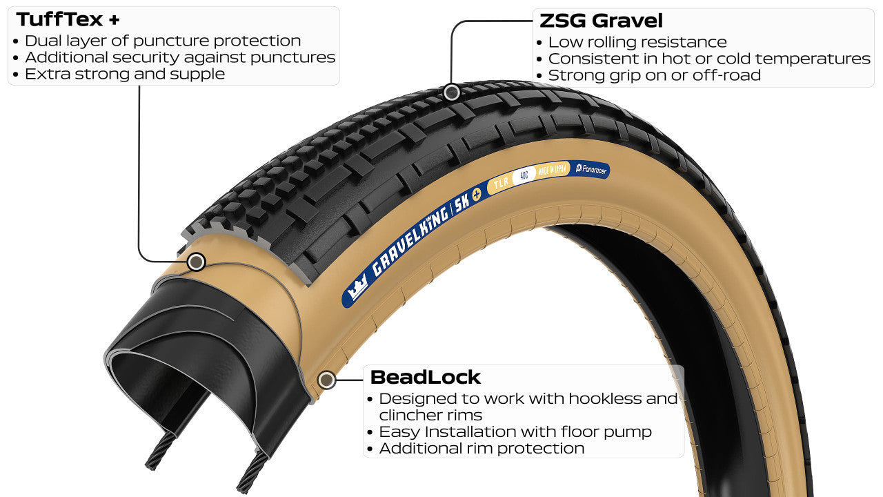 Copertone PANARACER GRAVELKING SK+ TLC 700x45c Tubeless Ready Beige