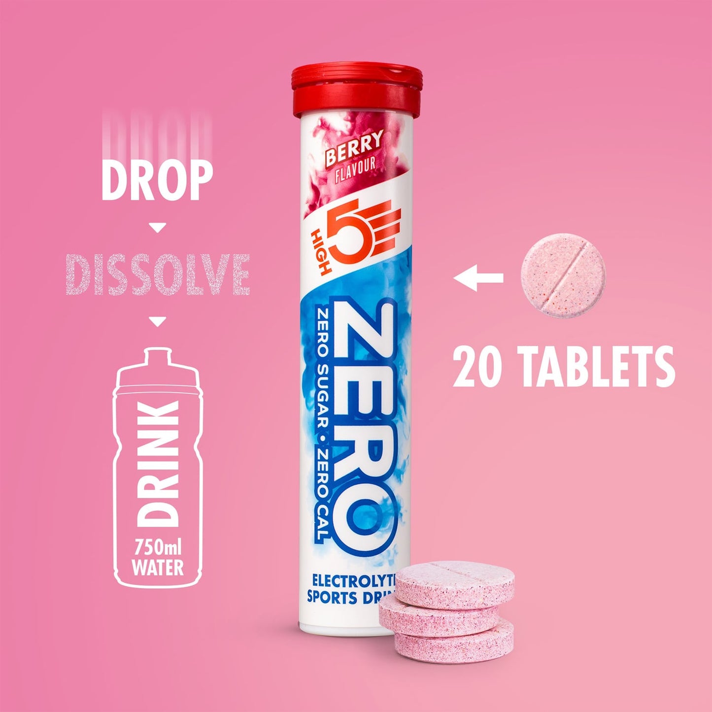 Compresse idratanti elettrolitiche High5 ZERO (x20) Frutti rossi