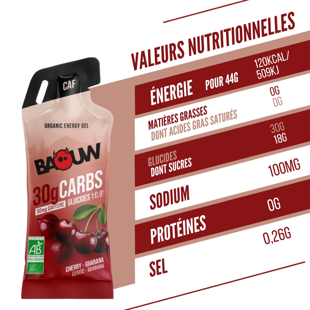 Gel Energetico BAOW (44g) Limone/Ciliegia/Guaraná Caffeina