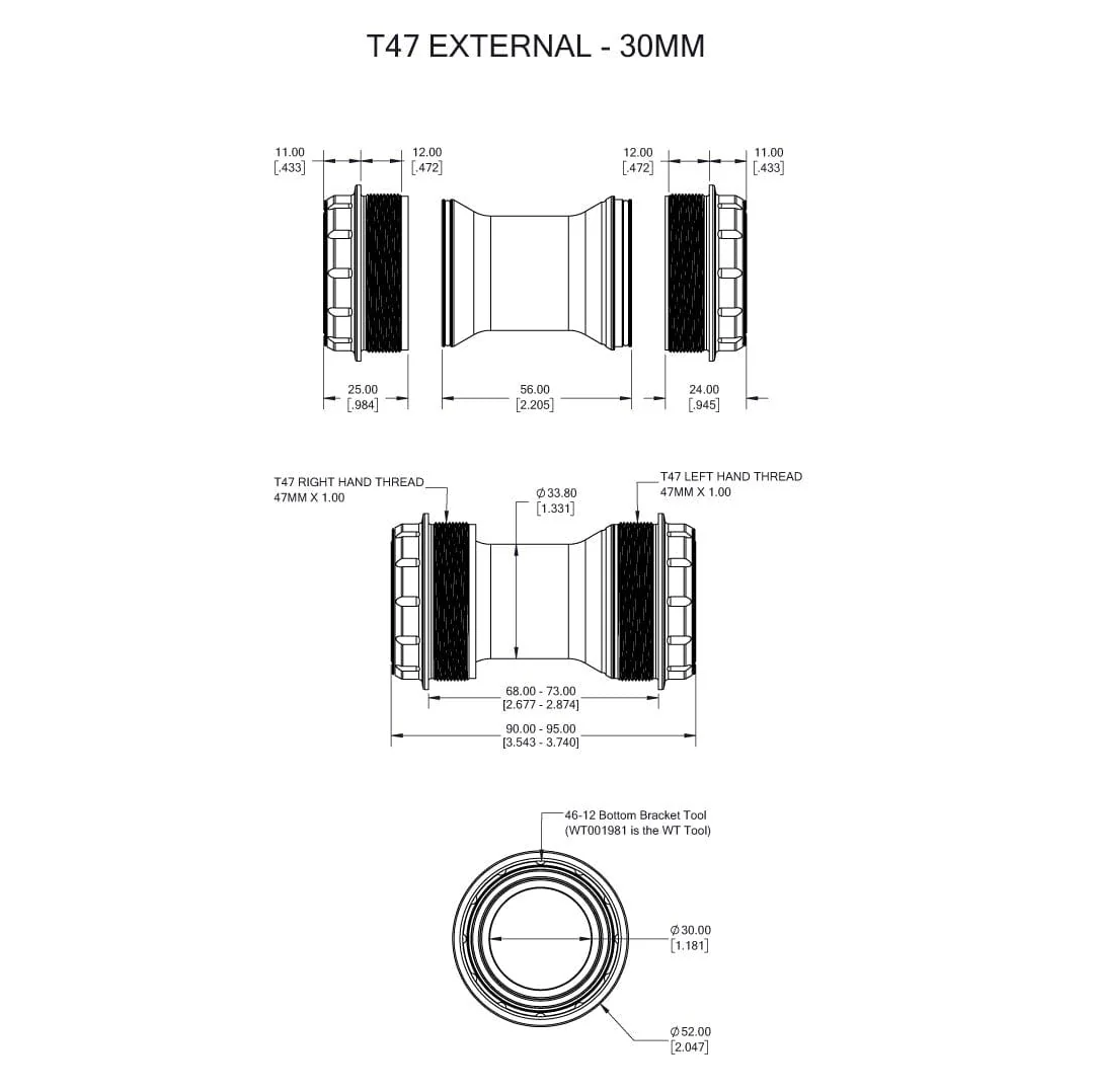 Guarnitura WOLFTOOTH T47 esterna 30mm nera
