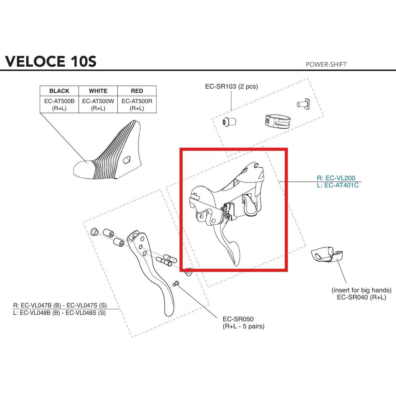 BLOCCHETTO DI INDICIZZAZIONE DESTRO CAMPAGNOLO VELOCE POWER-SHIFT 10V 2015