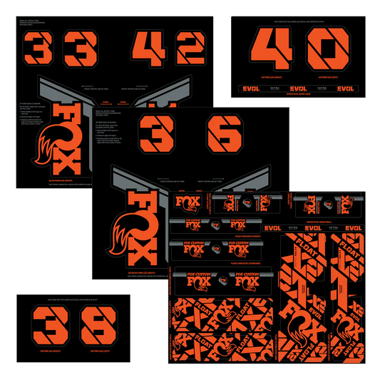 Kit di adesivi FOX Factory Arancione per forcella e ammortizzatore