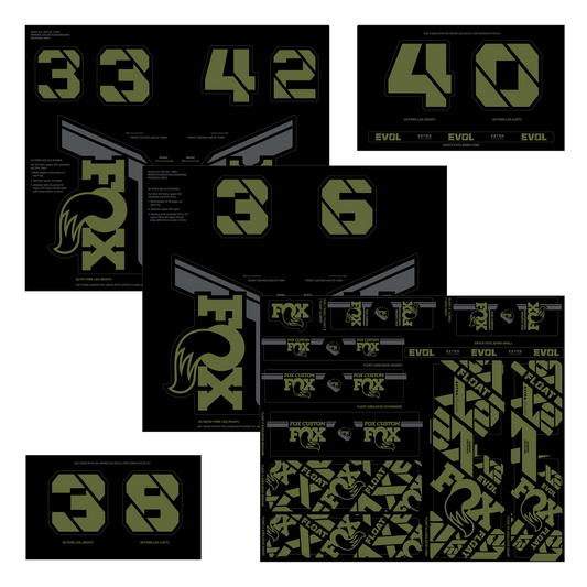 FOX Adesivi per forcella e ammortizzatore Verde oliva