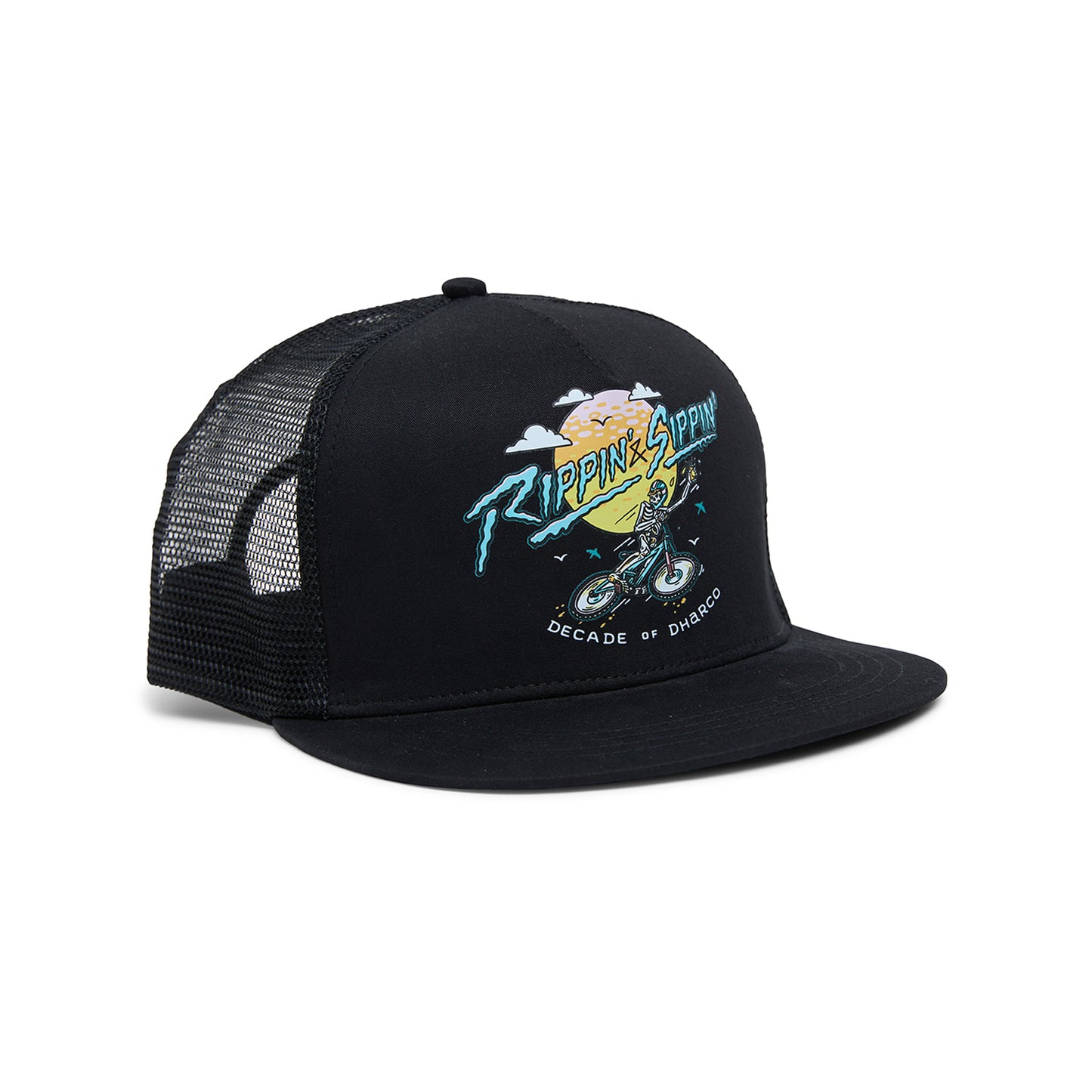 DHARCO FLAT BRIM TRUCKER RIPPIN AND SIPPIN Cap Nero