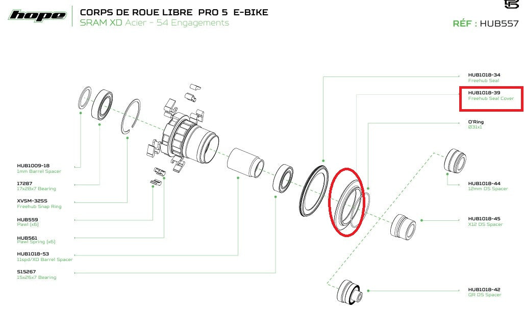 Coperchio del giunto per mozzo a ruota libera HOPE PRO 5 XD/SS/TRIAL