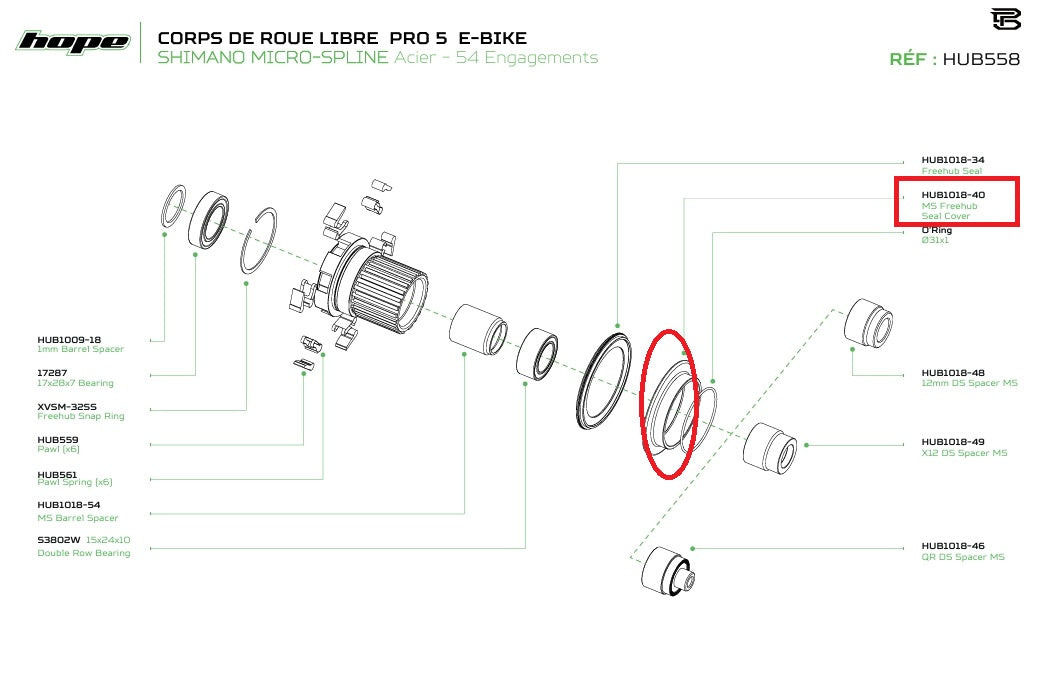 Coperchio del giunto per mozzo a ruota libera HOPE PRO 5 Microspline