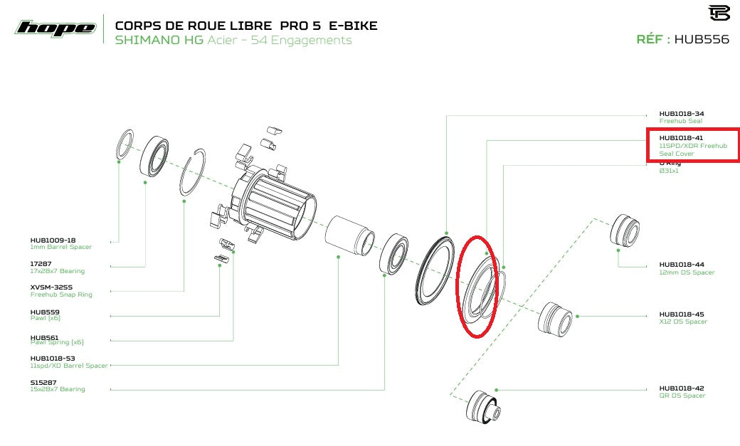 Coperchio del giunto per mozzo HOPE PRO 5 Shimano HG Freewheel