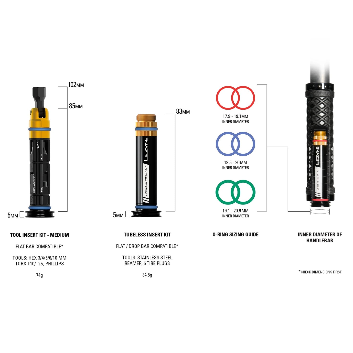Kit di riparazione Tubeless + Multi-Tool M Manubrio integrato LEZYNE