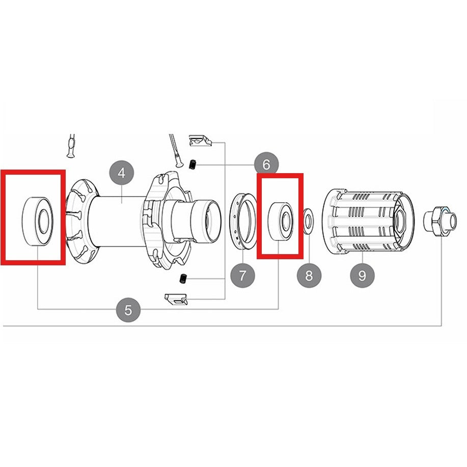 CUSCINETTI MOZZO POSTERIORE MAVIC 8X22X7 + 12X28X8 608 + 6001