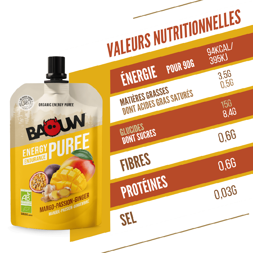 BAOUW Ricetta biologica Purea energetica di mango/passione/zenzero (90 g)