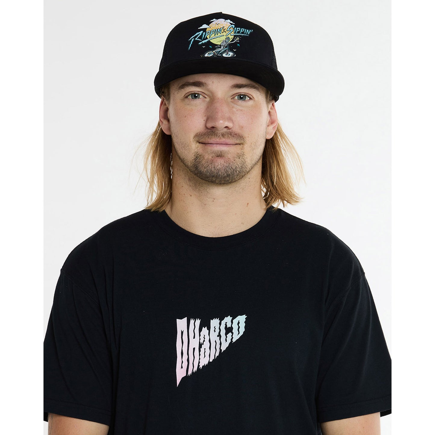 DHARCO FLAT BRIM TRUCKER RIPPIN AND SIPPIN Cap Nero