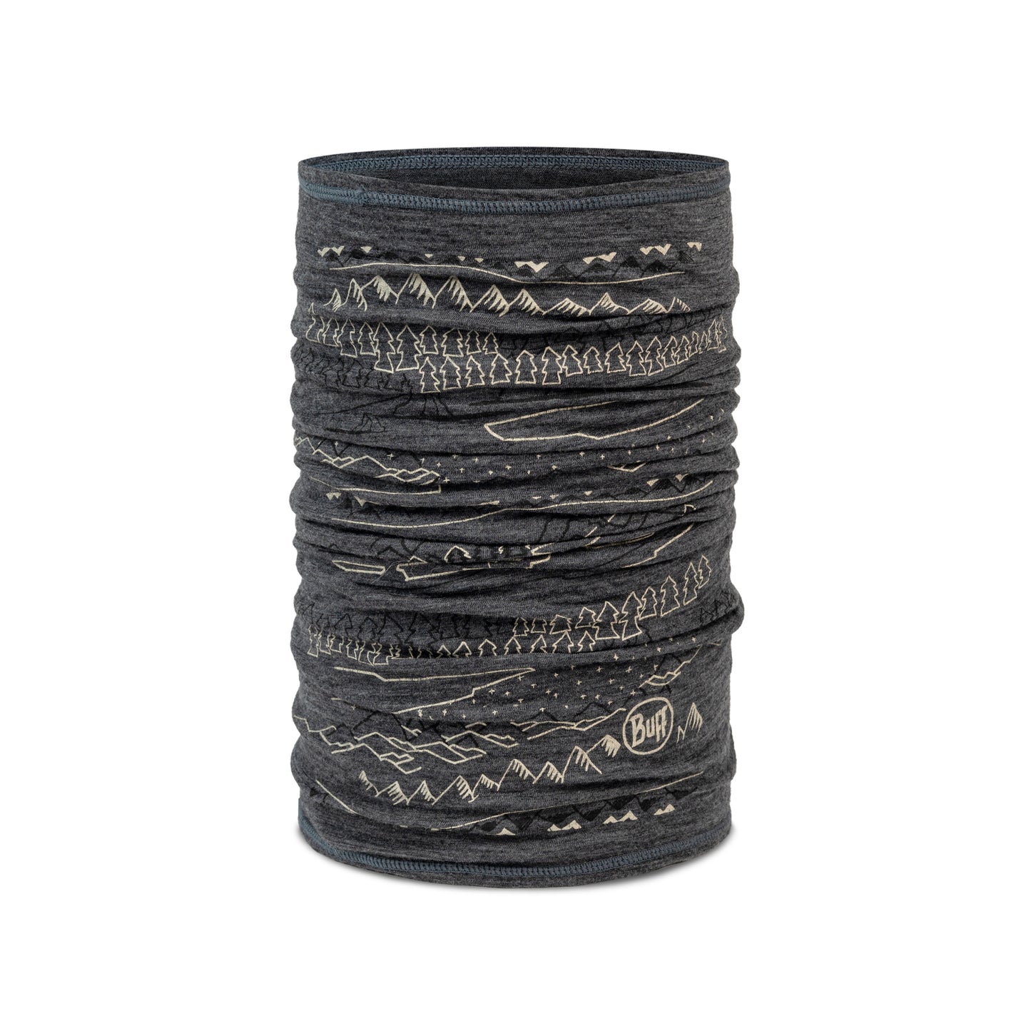 BUFF MERINO - Girocollo leggero con stampa Grigio