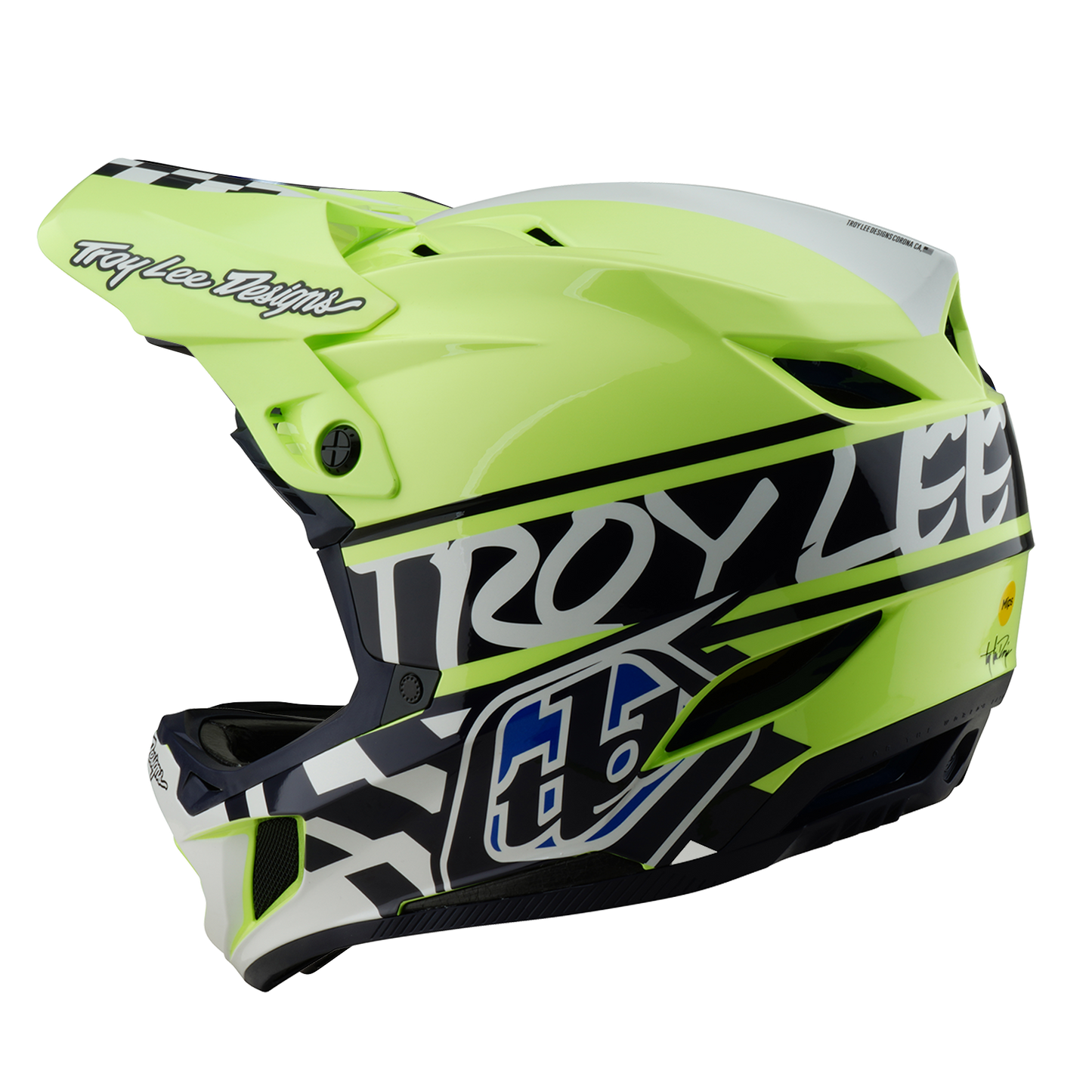 Casco MTB Troy Lee Designs D4 POLIACRILITE MIPS FIFTY 50 Giallo/Blu