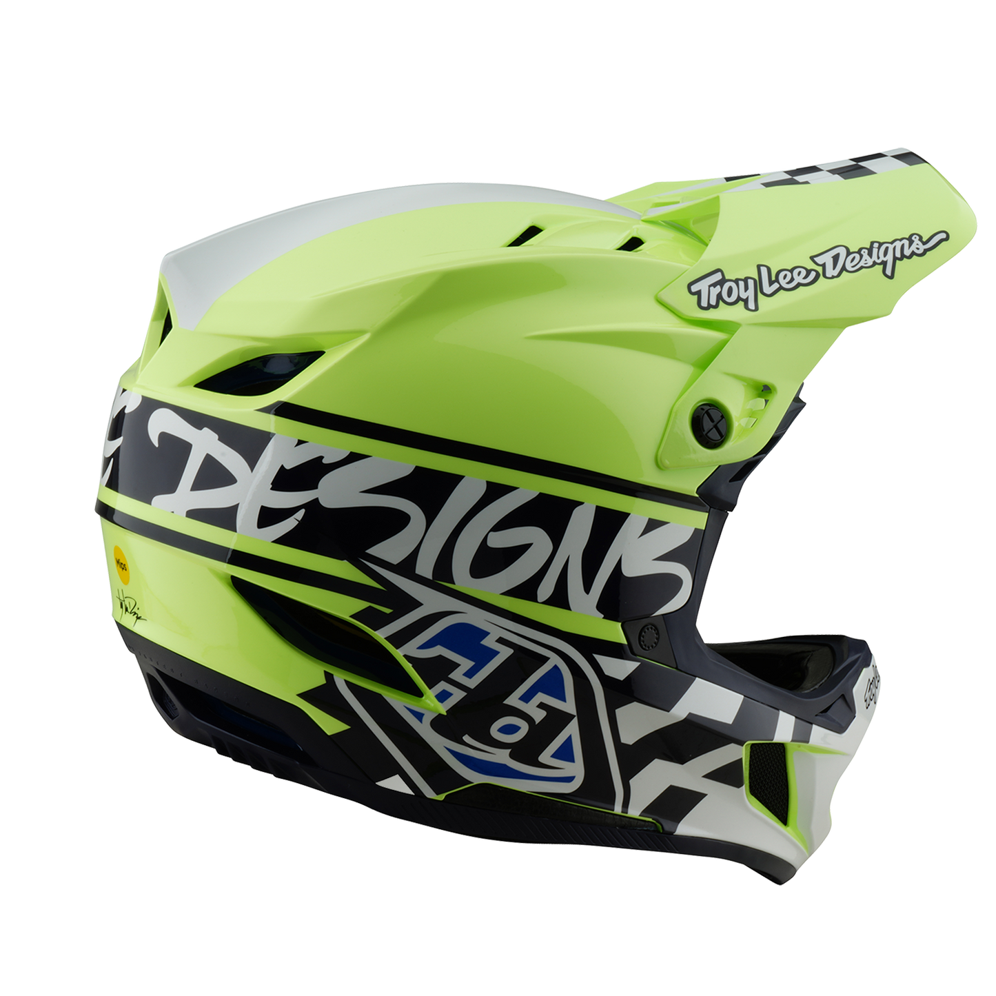 Casco MTB Troy Lee Designs D4 POLIACRILITE MIPS FIFTY 50 Giallo/Blu