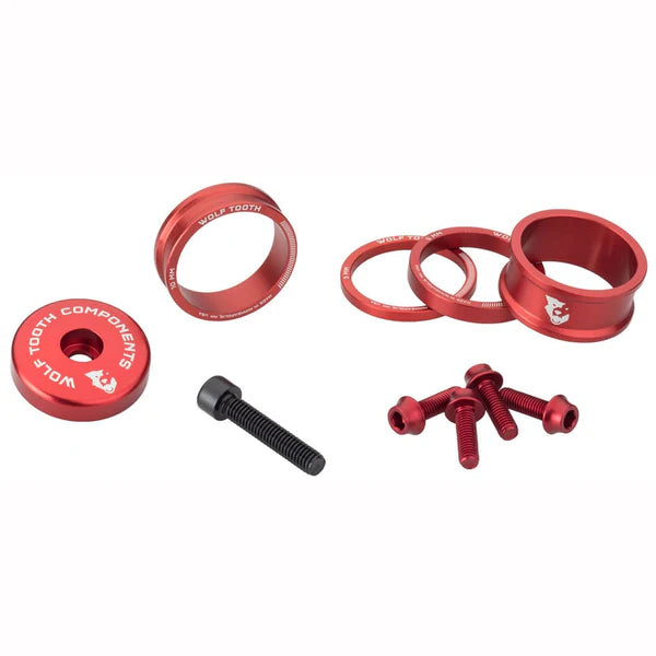 Kit di distanziali, copri stelo e viti WOLFTOOTH BLING KIT Rosso