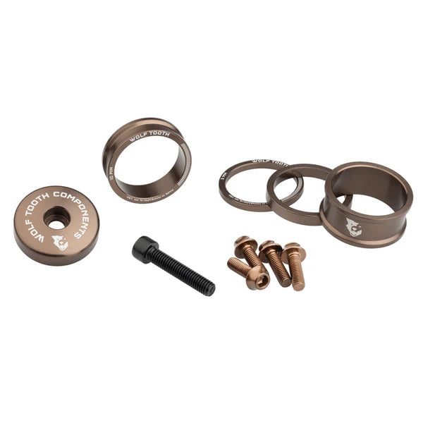 Kit distanziali, coperchio dell'attacco manubrio e viti WOLFTOOTH BLING KIT Espresso